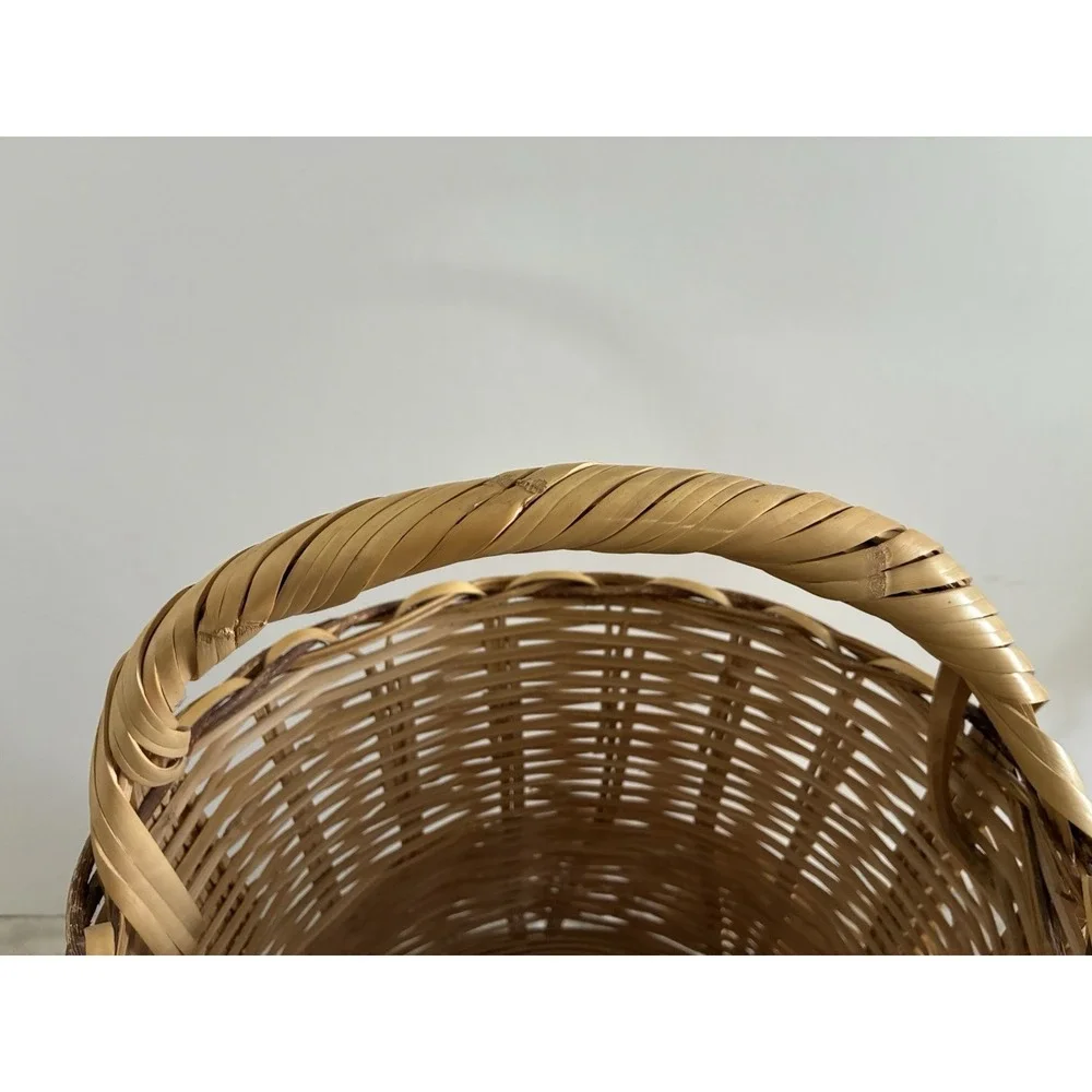 Vintage Bamboo Wicker Basket Rustic Storage Farmhouse Boho Cottage Large‎ 18x14